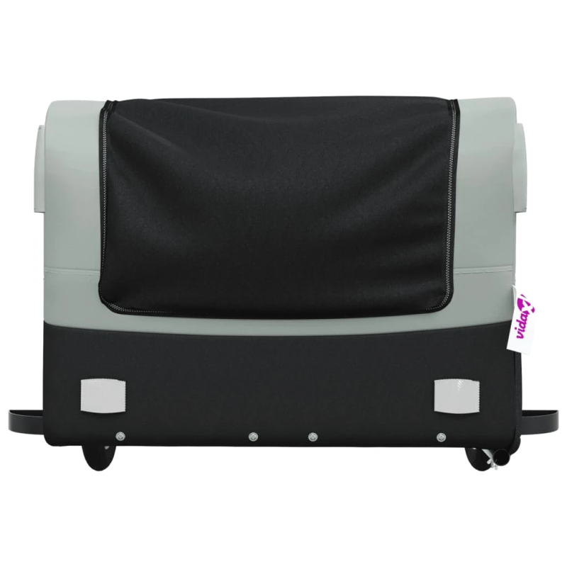 vidaXL velosipēda piekabe, 45 kg, melna un pelēka, dzelzs