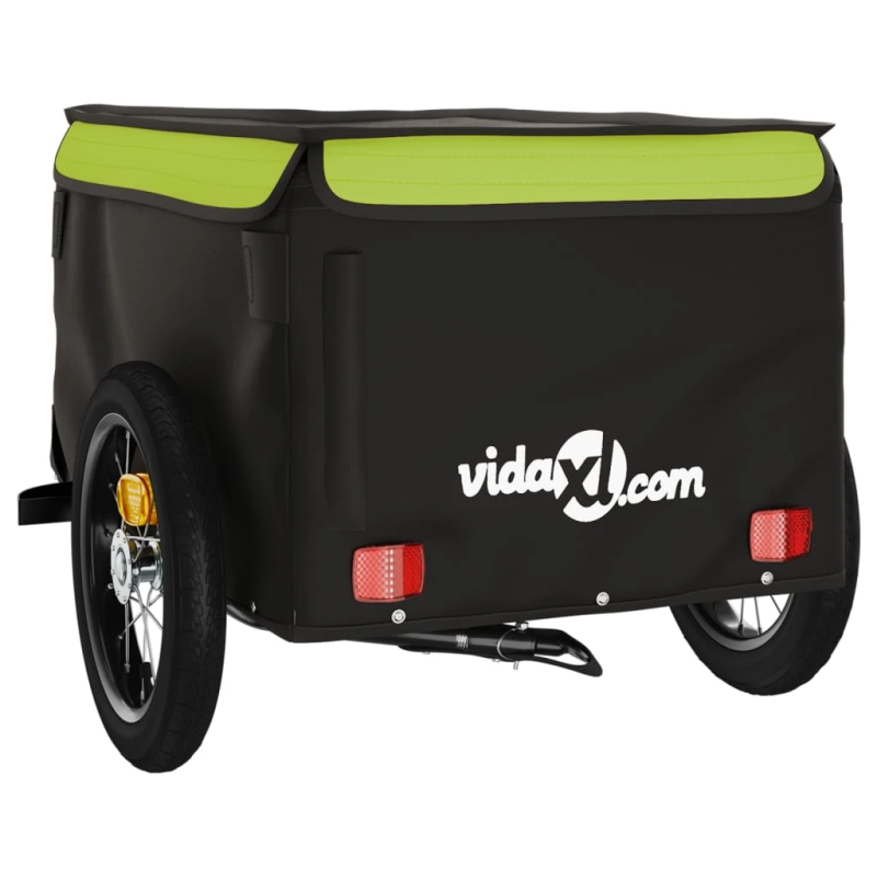 vidaXL velosipēda piekabe, 30 kg, melna un zaļa, dzelzs