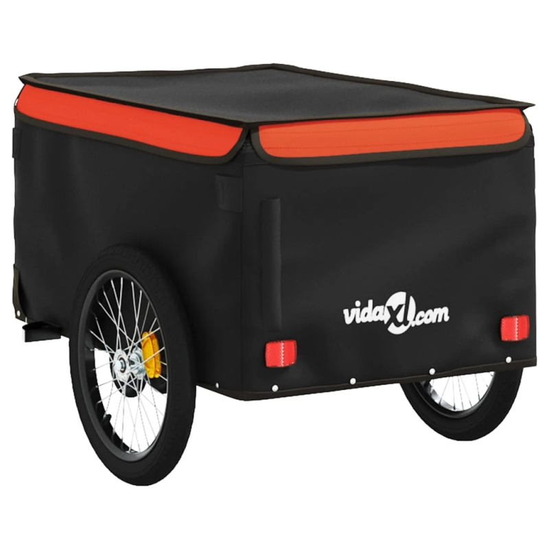 vidaXL velosipēda piekabe, 30 kg, melna un oranža, dzelzs
