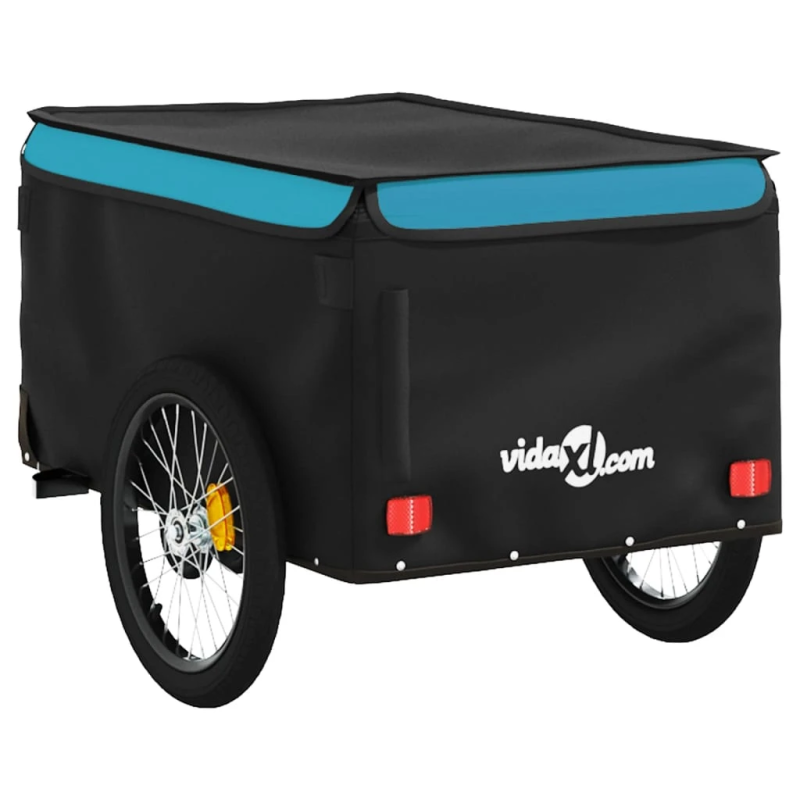 vidaXL velosipēda piekabe, 30 kg, melna un zila, dzelzs