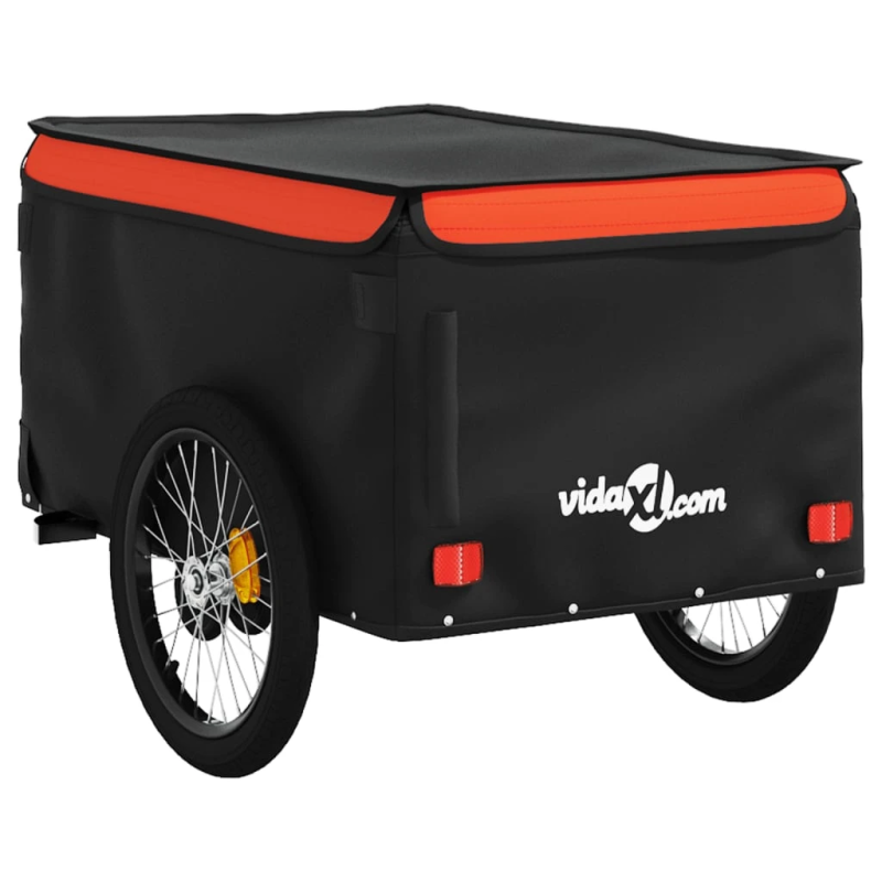 vidaXL velosipēda piekabe, 45 kg, melna un oranža, dzelzs