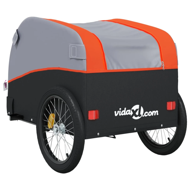 vidaXL velosipēda piekabe, 30 kg, melna un oranža, dzelzs