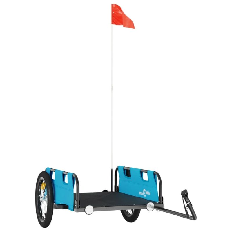 vidaXL velosipēda piekabe, zila, Oksfordas audums un dzelzs