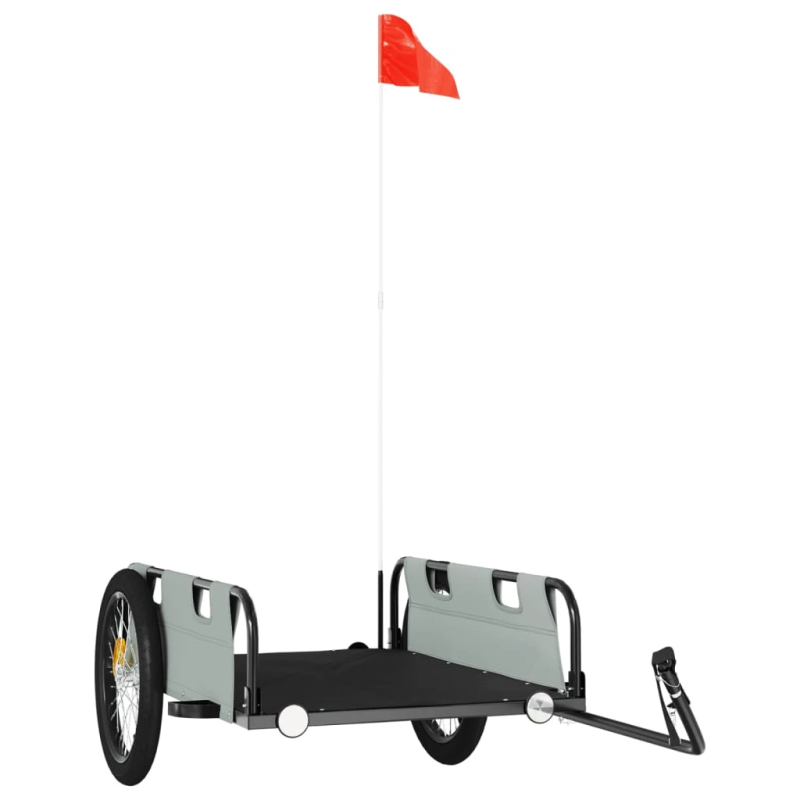 vidaXL velosipēda piekabe, pelēka, Oksfordas audums, dzelzs