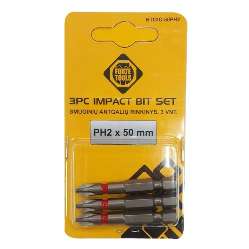 Triecienskrūvgrieža biti Forte Tools BT03C, PH2, 50 mm