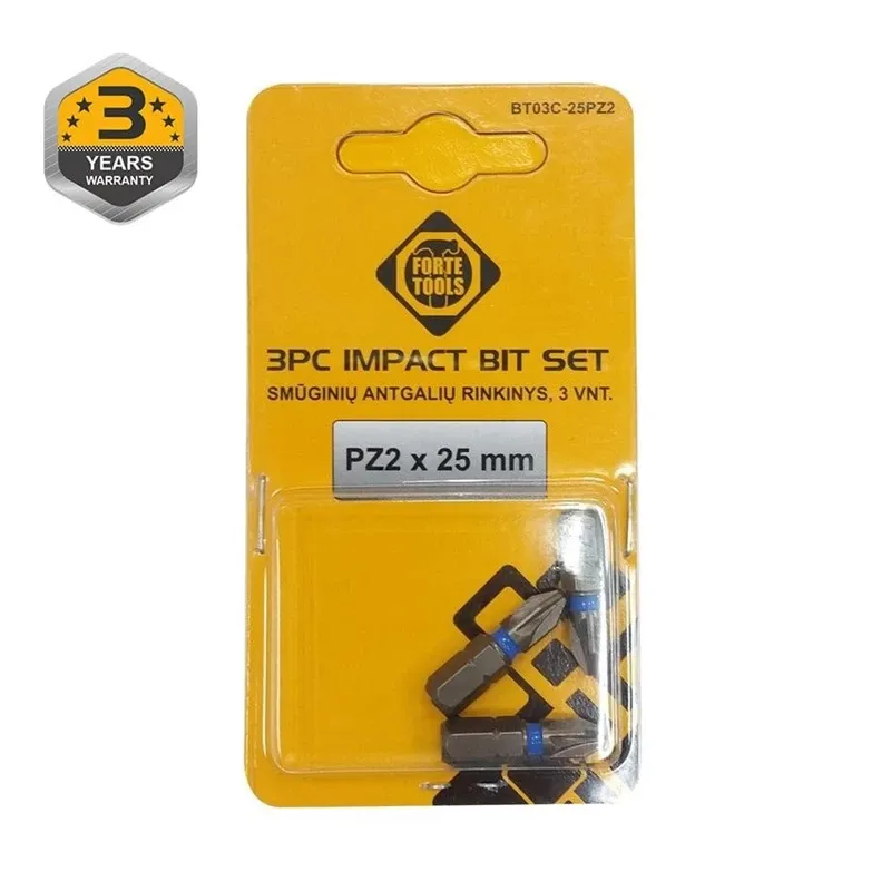 Triecienskrūvgrieža biti Forte Tools BT03C, PZ2, 25 mm