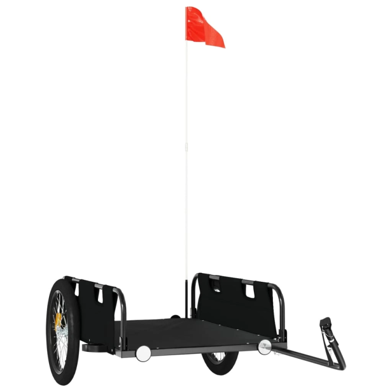 vidaXL velosipēda piekabe, melna, Oksfordas audums un dzelzs