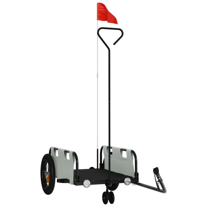 vidaXL velosipēda piekabe, pelēka, Oksfordas audums, dzelzs