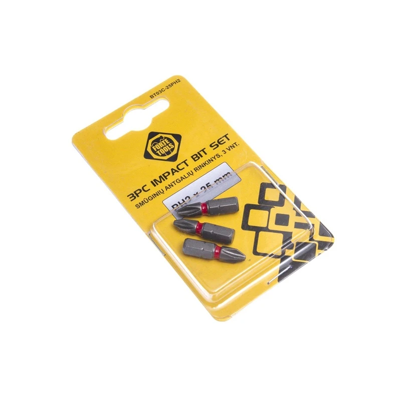 Forte Tools Skrūvgriežu uzgaļi PH2 , 25 mm, 3 gab.