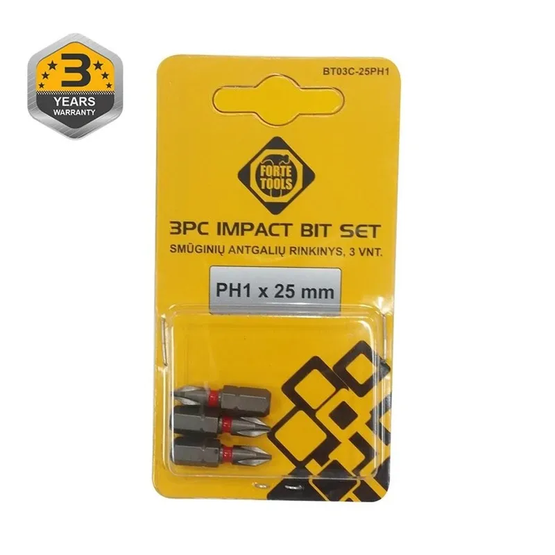 Triecienskrūvgrieža biti Forte Tools BT03C, PH1, 25 mm