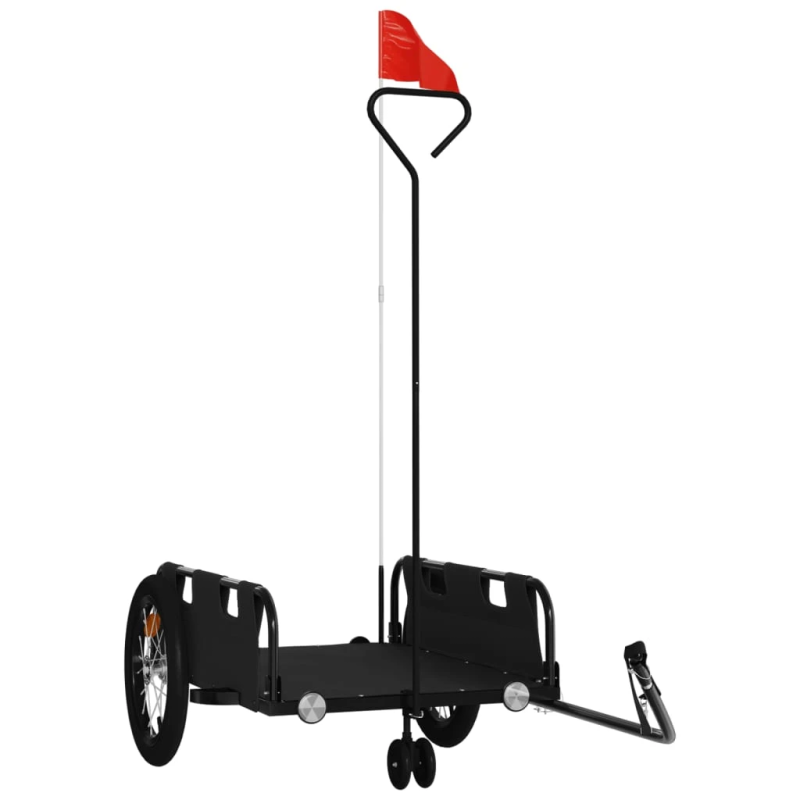 vidaXL velosipēda piekabe, melna, Oksfordas audums un dzelzs