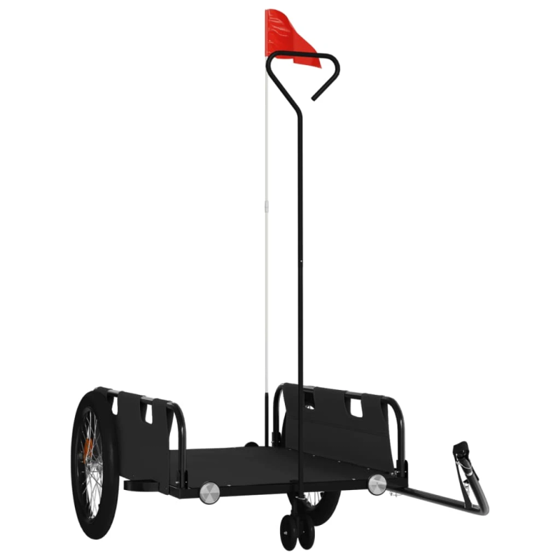 vidaXL velosipēda piekabe, melna, Oksfordas audums un dzelzs