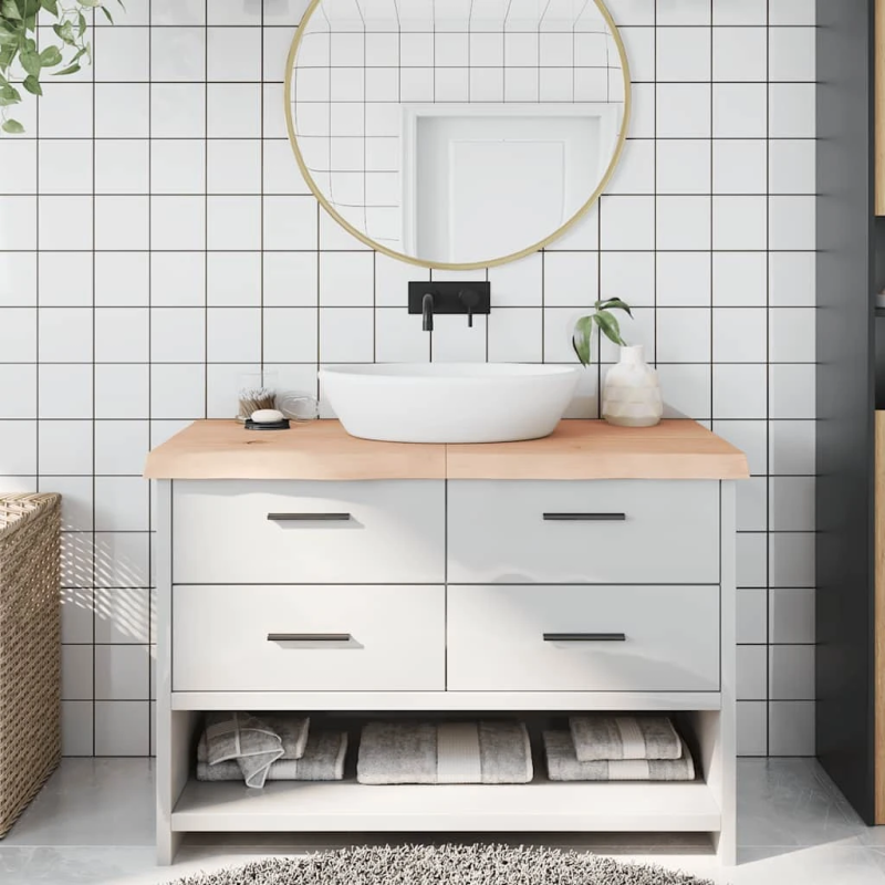 vidaXL vannasistabas virsma, 120x60x,2-6, cm, neapstrādāts masīvkoks