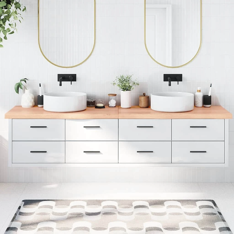 vidaXL vannasistabas letes virsma 220x50x,2-6,cm apstrādāts masīvkoks