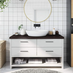 vidaXL vannasistabas virsma, tumši brūna, 100x40x,2-6, cm, masīvkoks