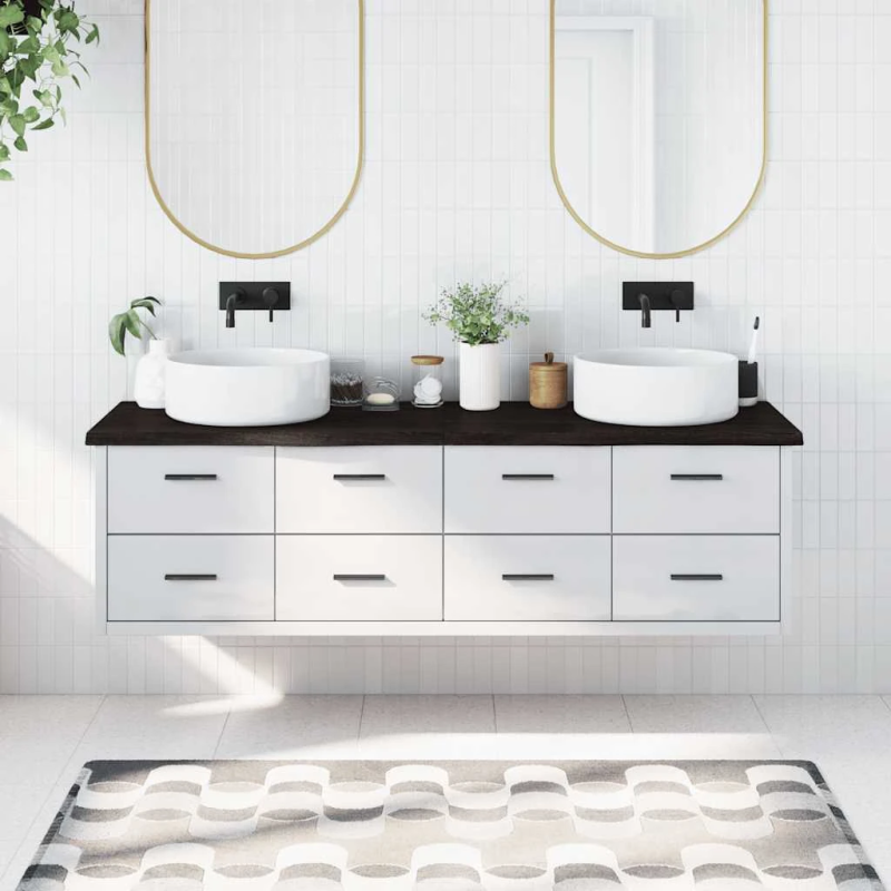 vidaXL vannasistabas virsma, tumši brūna, 180x50x,2-4, cm, masīvkoks