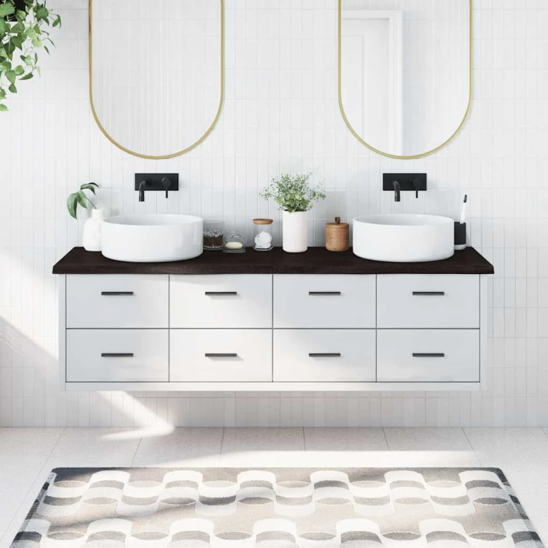 vidaXL vannasistabas virsma, tumši brūna, 180x60x,2-4, cm, masīvkoks