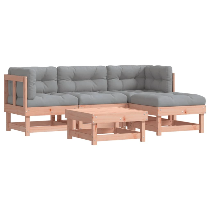 vidaXL 5-daļīgs dārza atpūtas mēbeļu komplekts ar matračiem, egle