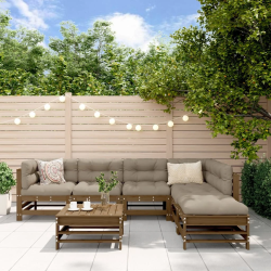vidaXL 7-daļīgs dārza atpūtas mēbeļu komplekts ar matračiem, masīvkoks