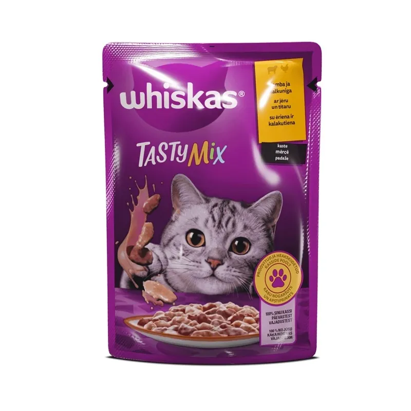Mitrā kaķu barība Whiskas Lamb, turkey, jēra gaļa-tītara gaļa, 0.085 kg