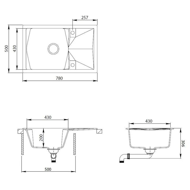 Izlietne diamanto tpd101-601awp melna