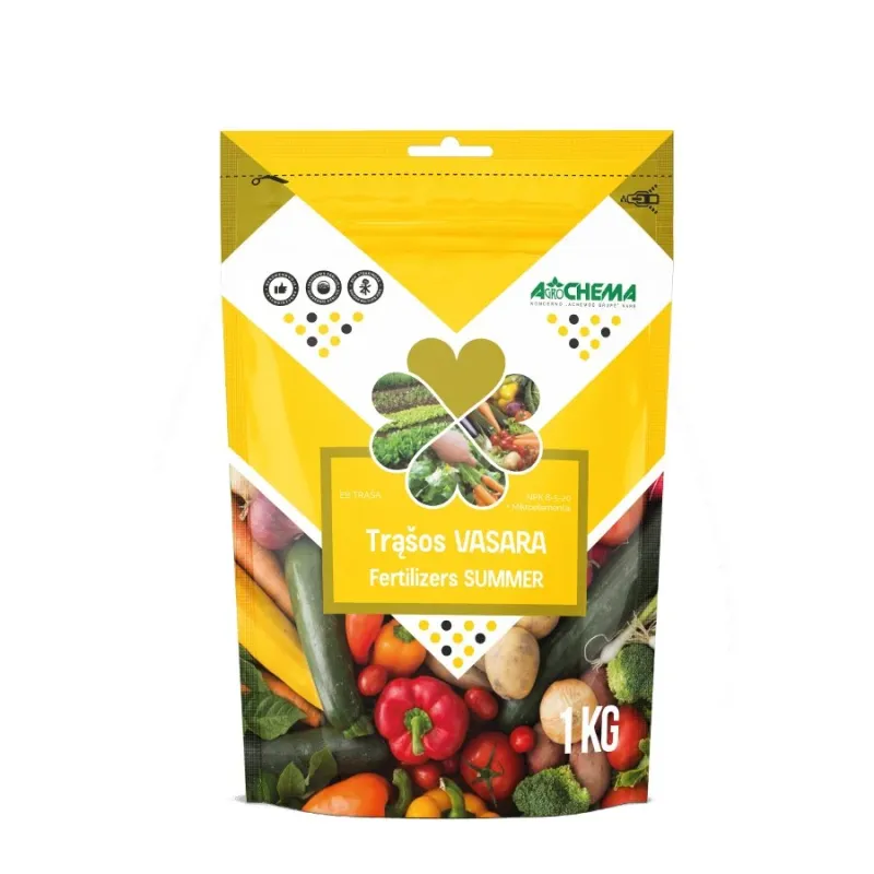 Mēslojums lapu dārzeņiem, ziediem, dekoratīvajiem augiem Agrochema Summer, lielam apjomam, 1 kg