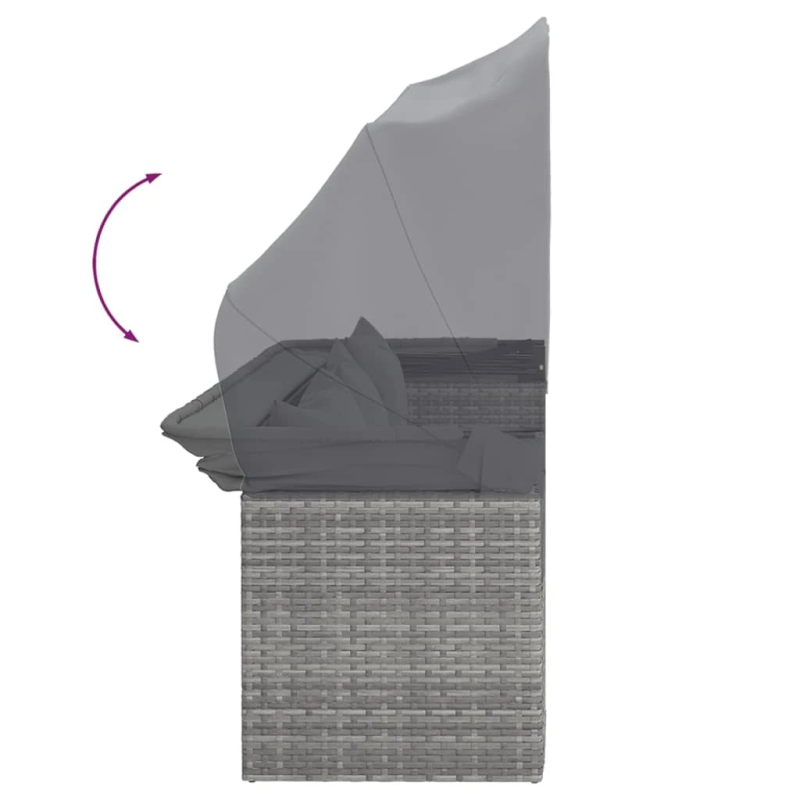 vidaXL 4-daļīgs dārza dīvāna komplekts ar matračiem, pelēks PE pinums