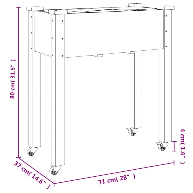 vidaXL puķu kaste ar ieliktni, pelēka, 71x37x80 cm, egles masīvkoks