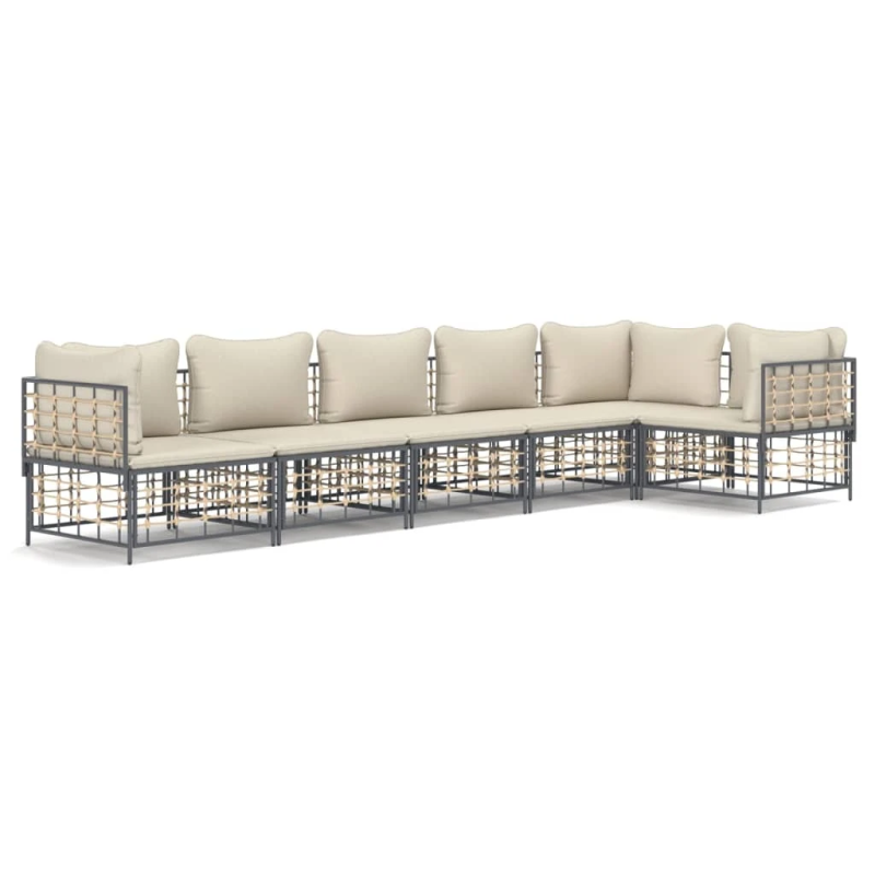 vidaXL 6-daļīgs dārza mēbeļu komplekts ar matračiem, PE rotangpalma