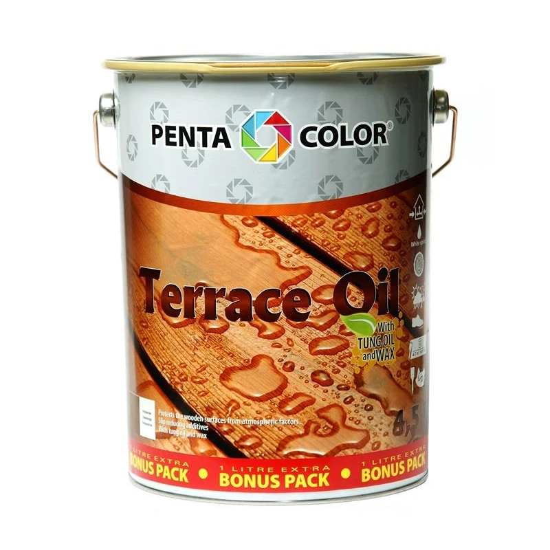 Eļļa tungas koka terasēm ec bāze 3,5+1l