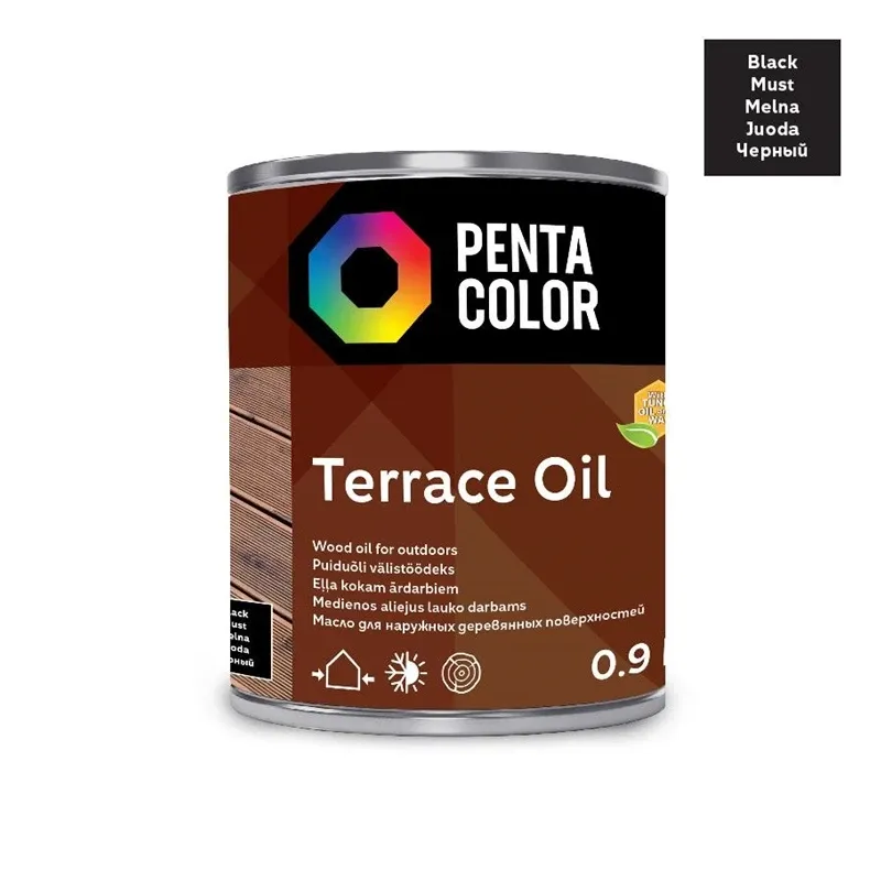 Eļļa terasēm Pentacolor Terrace Oil, melna krās., 0.9 l