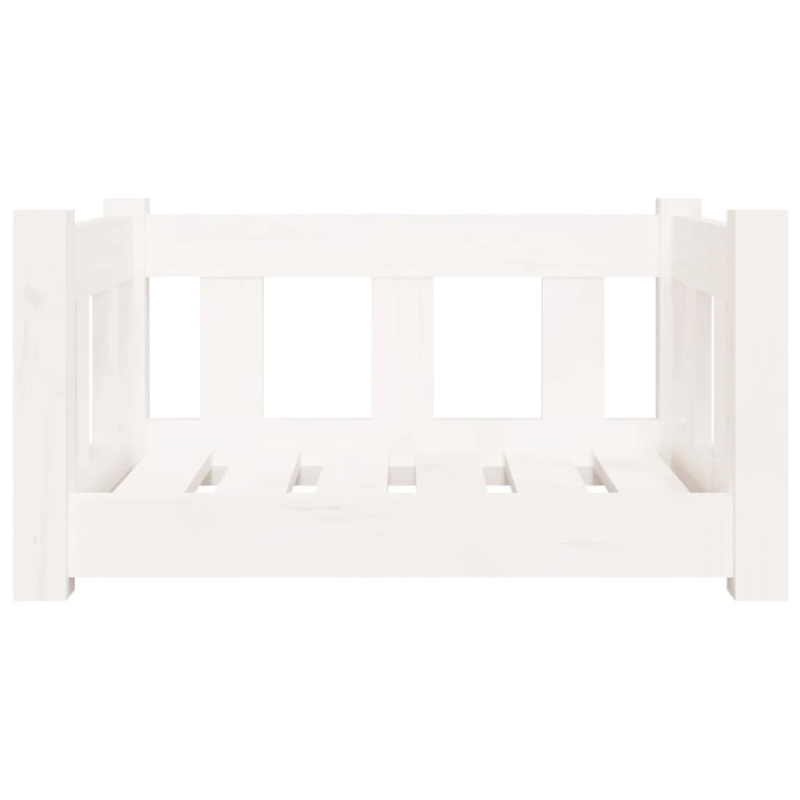 vidaXL suņu gulta, 55,5x45,5x28 cm, priedes masīvkoks, balta