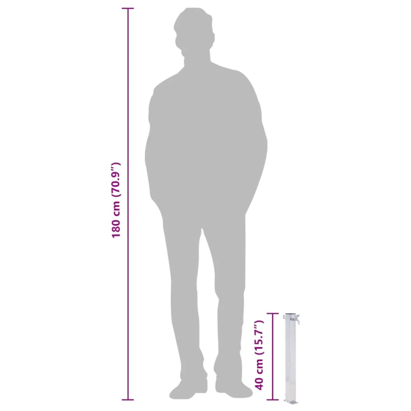 vidaXL dārza ūdens kolonna, 40 cm, nerūsējošais tērauds, kvadrāta