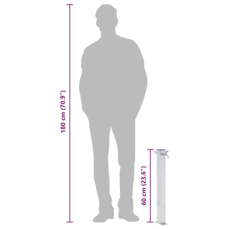 vidaXL dārza ūdens kolonna, 60 cm, nerūsējošs tērauds, kvadrāta