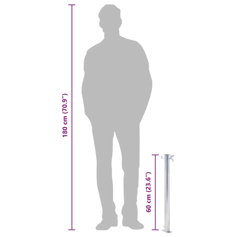 vidaXL dārza ūdens kolonna, 60 cm, nerūsējošs tērauds, apaļa