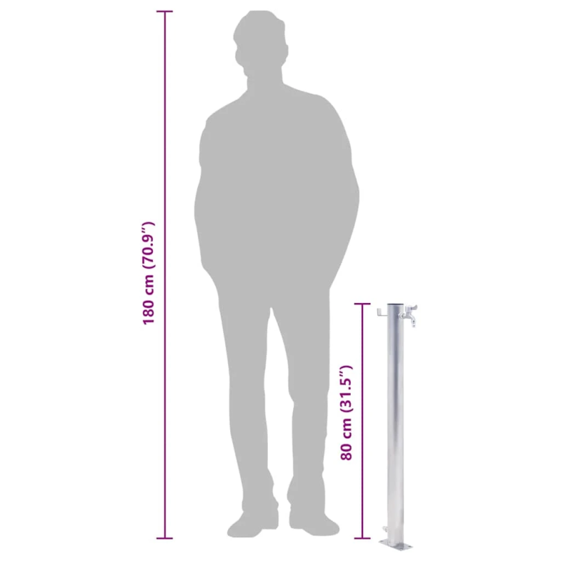 vidaXL dārza ūdens kolonna, 80 cm, nerūsējošs tērauds, apaļa