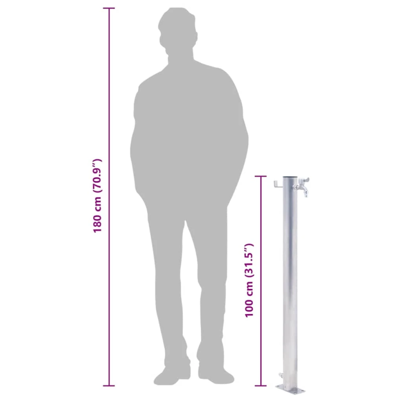 vidaXL dārza ūdens kolonna, 100 cm, nerūsējošs tērauds, apaļa