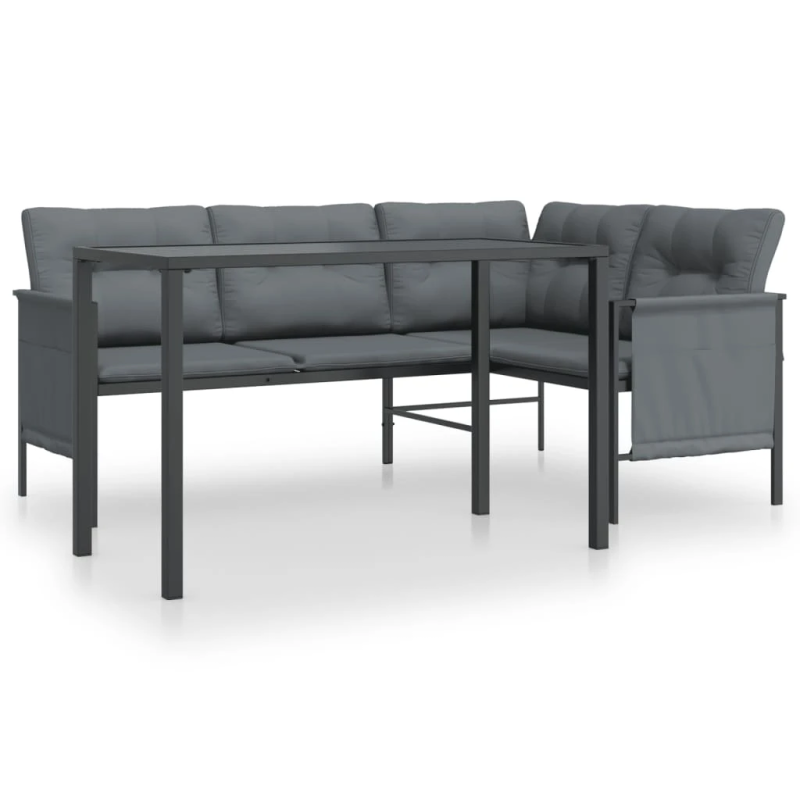 vidaXL 2-daļīgs dārza mēbeļu komplekts, antracītpelēks tērauds