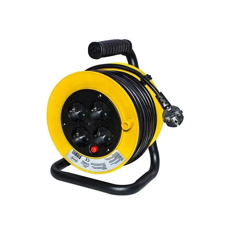 Pagarinātājs ar spoli Okko, 3 x 1,5 mm², 15 m, 4 ligzdas