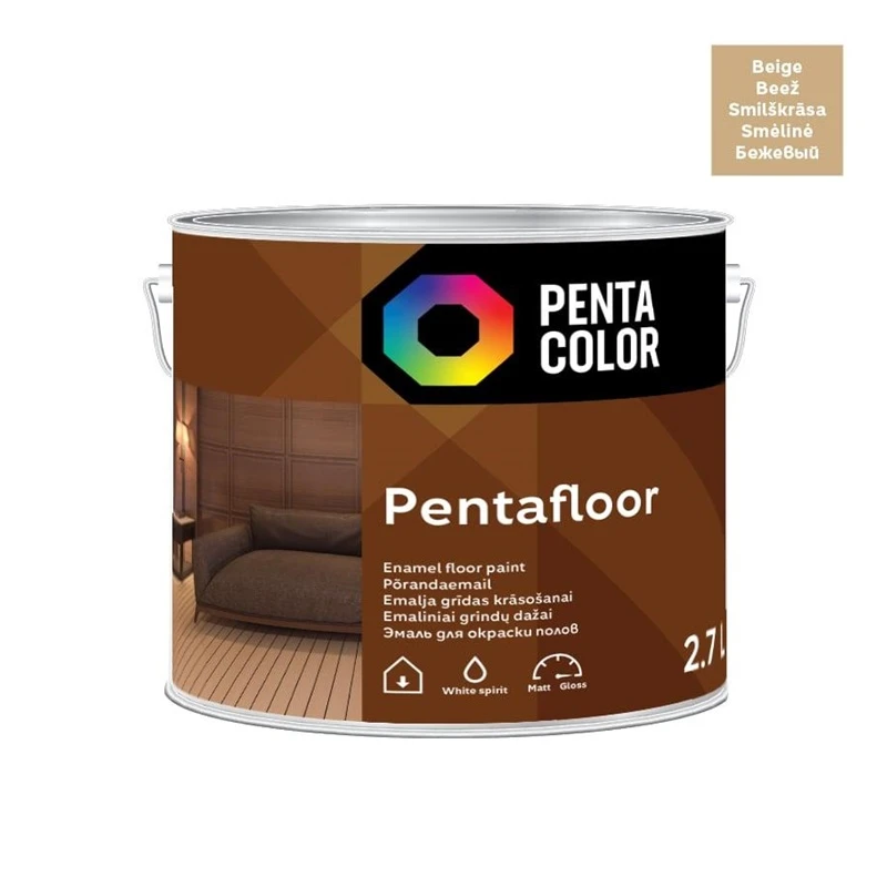Grīdas krāsa Pentacolor Pentafloor, smilšu krāsa, 2.7 l