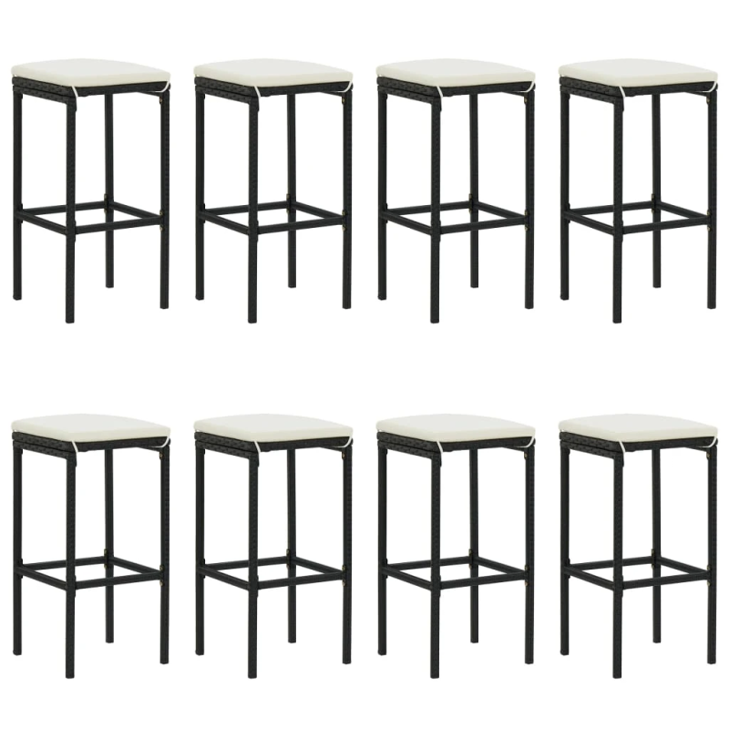 vidaXL 9-daļīgs dārza bāra mēbeļu komplekts, PE rotangpalma, melns