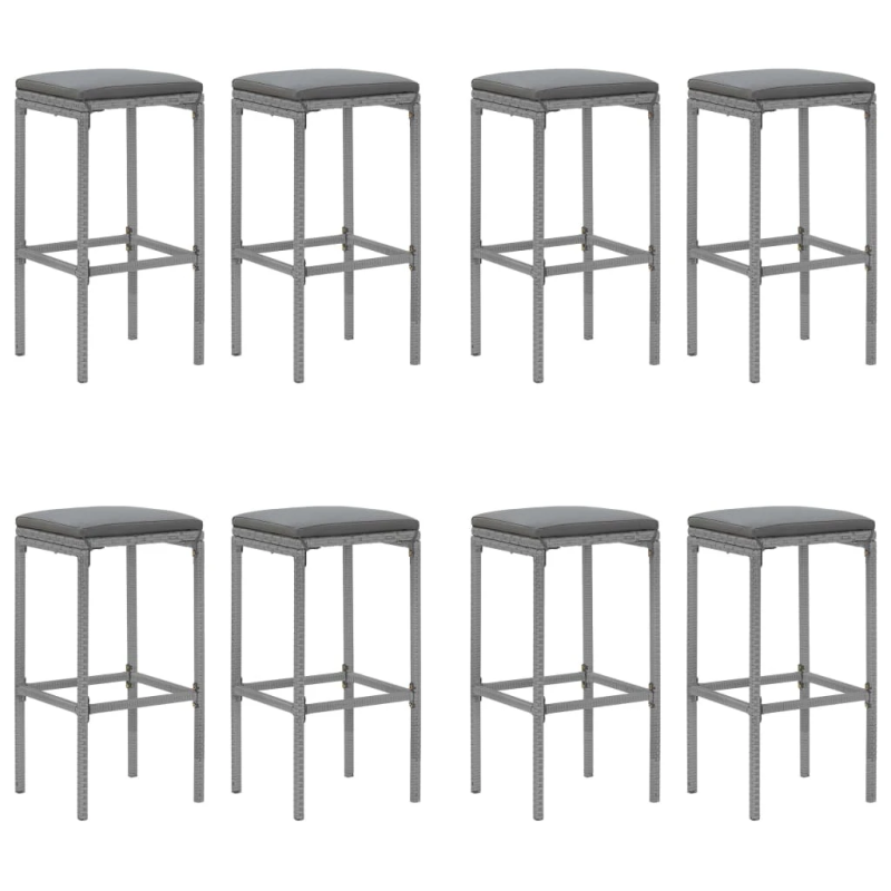 vidaXL 9-daļīgs dārza bāra mēbeļu komplekts, PE rotangpalma, pelēks