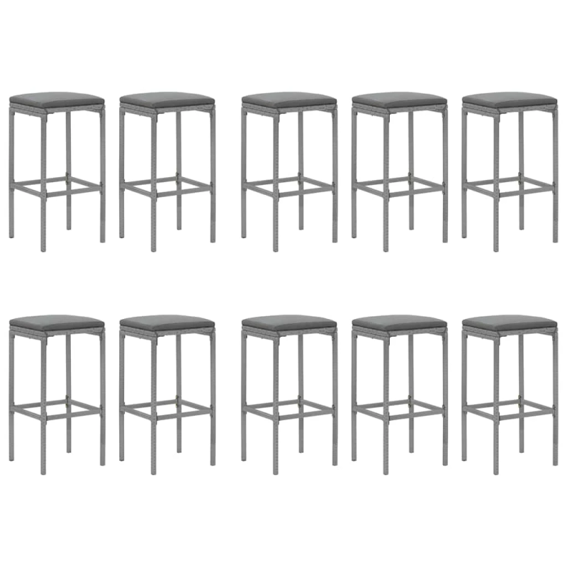 vidaXL 11-daļīgs bāra mēbeļu komplekts, matrači, PE rotangpalma