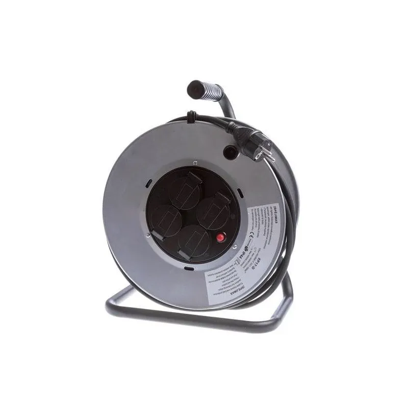 Pagarinātājs ar spoli Okko, 3 x 1,5 mm², 50 m, IP44, 4 ligzdas