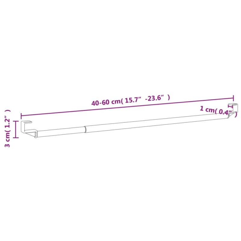 vidaXL aizkaru stangas, 2 gab., balta, sudrabaina, 40-60 cm, alumīnijs