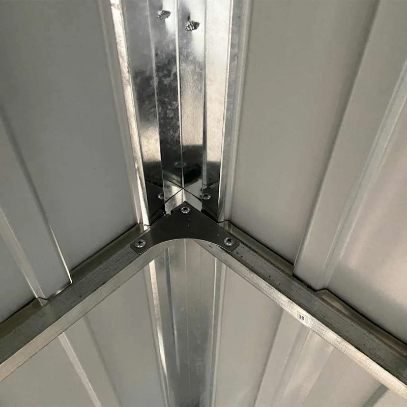 vidaXL dārza šķūnis ar pagarinātu jumtu, 277x107x181 cm, tērauds