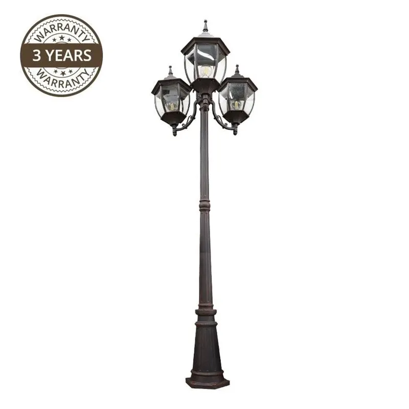Brīvi stāvošs āra gaismeklis Domoletti EL-560PE3-3, 100W, E27, IP44, melna krās.-sarkana krās., 21 cm x 230 cm