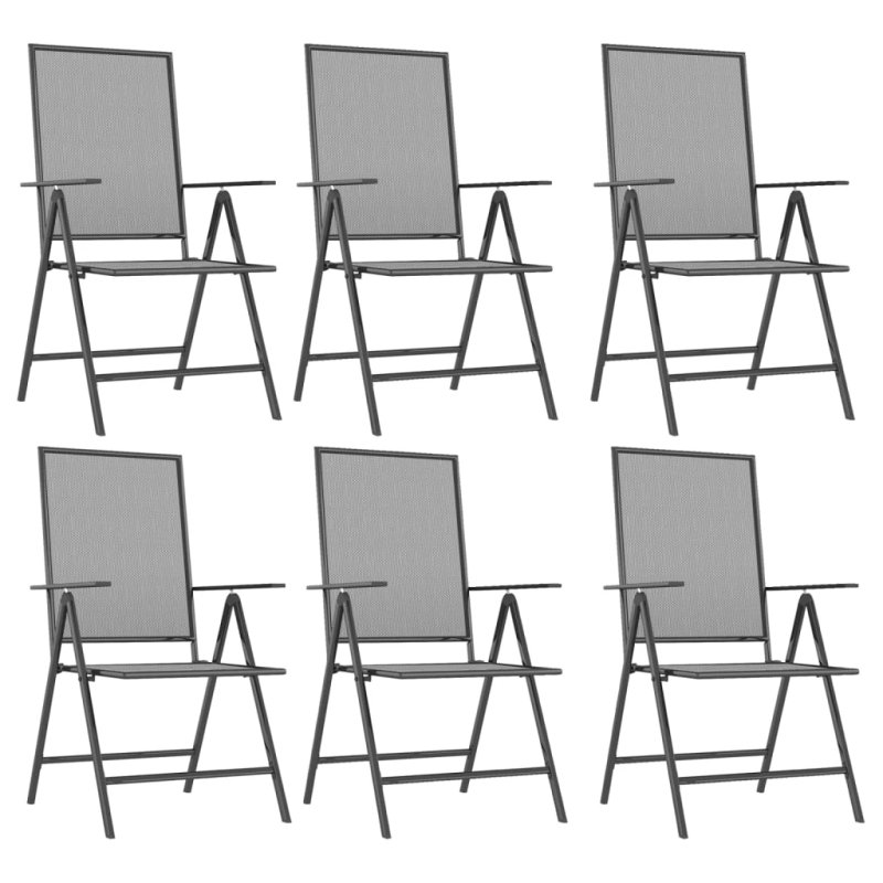 vidaXL 7-daļīgs dārza mēbeļu komplekts, antracītpelēks, tērauds