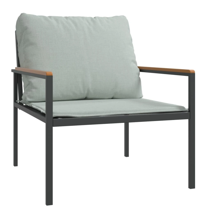 vidaXL 4-daļīgs dārza atpūtas mēbeļu komplekts ar matračiem, tērauds