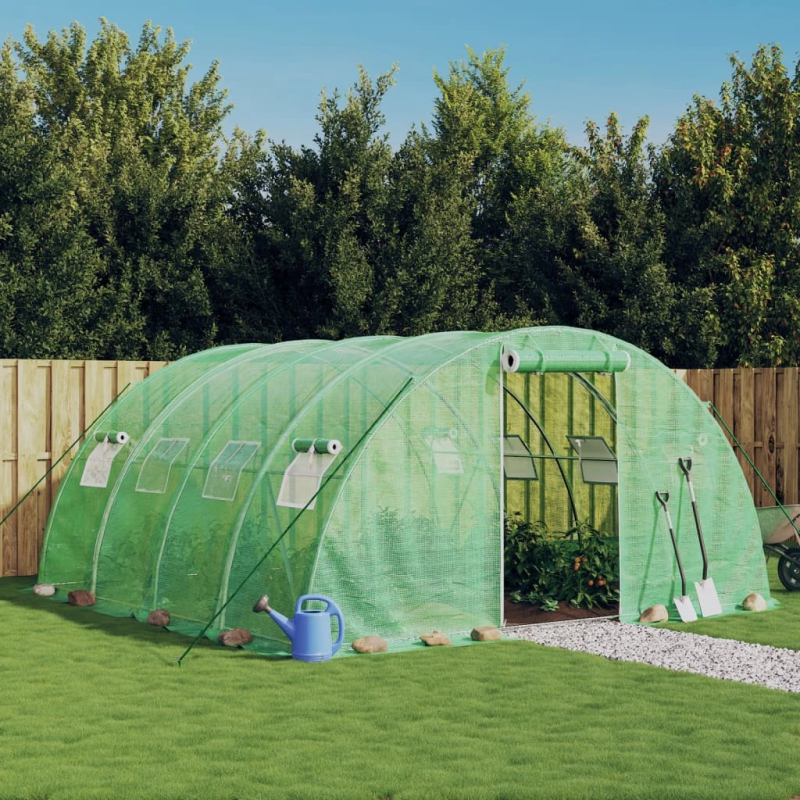 vidaXL siltumnīca ar tērauda rāmi, zaļa, 16 m², 4x4x2 m